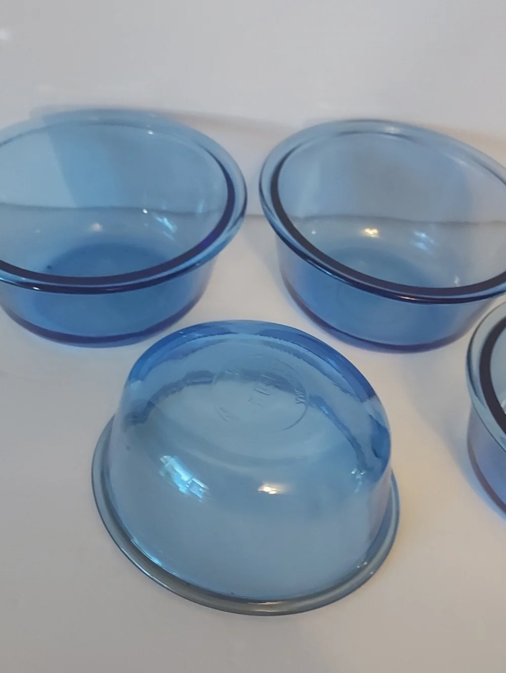 Vintage Anchor Hocking Blue Custard Bowls Ramekin Dishes 10 Oz.